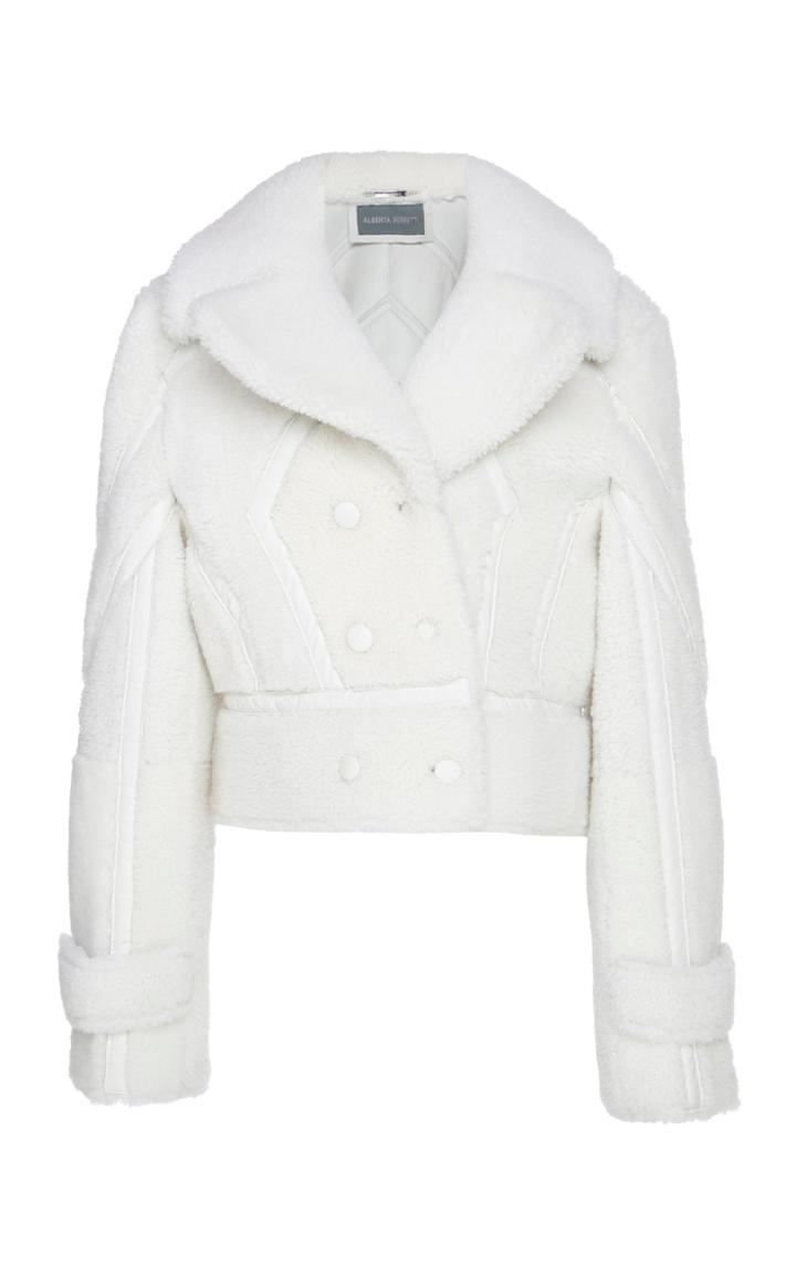 Alberta Ferretti Shearling Cropped Double-breasted Leather Coat