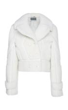 Alberta Ferretti Shearling Cropped Double-breasted Leather Coat