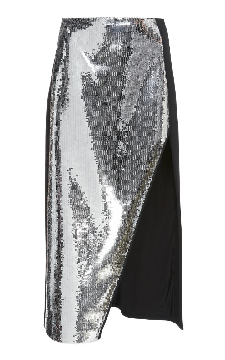 David Koma Sequin Front Panel Midi Skirt