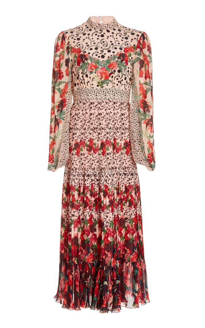 Moda Operandi Saloni Talitha-c Pleated Silk Dress