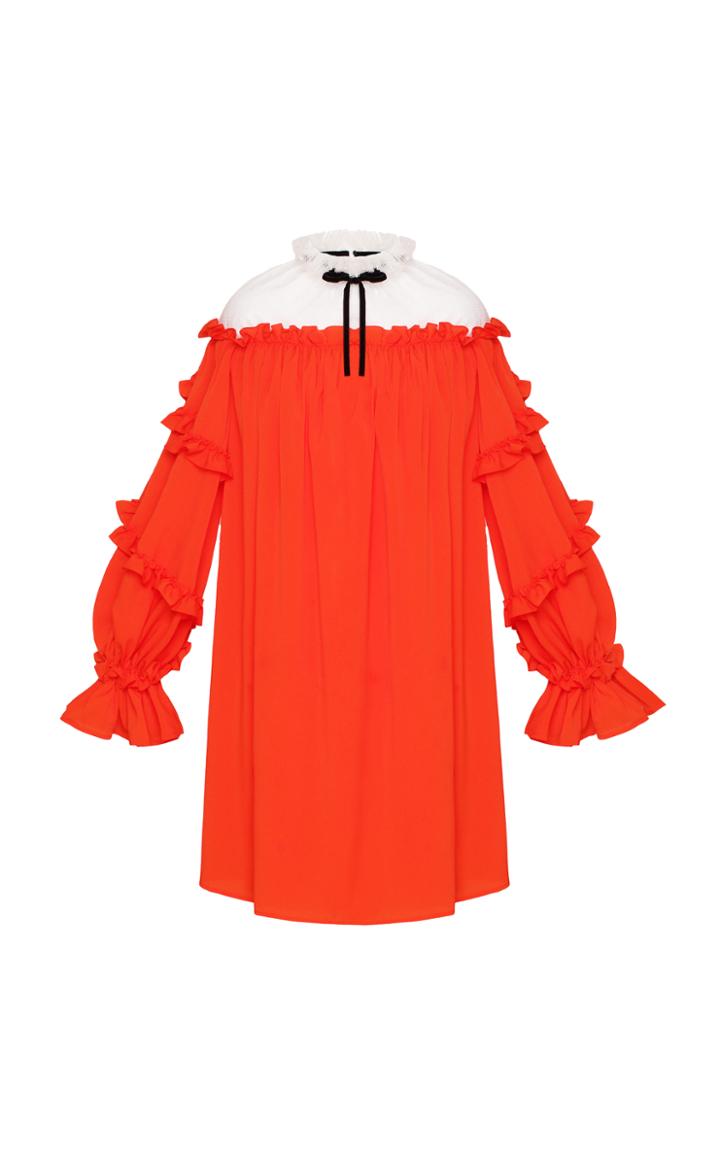 Marianna Senchina Illusion Ruffled Off Shoulder Dress