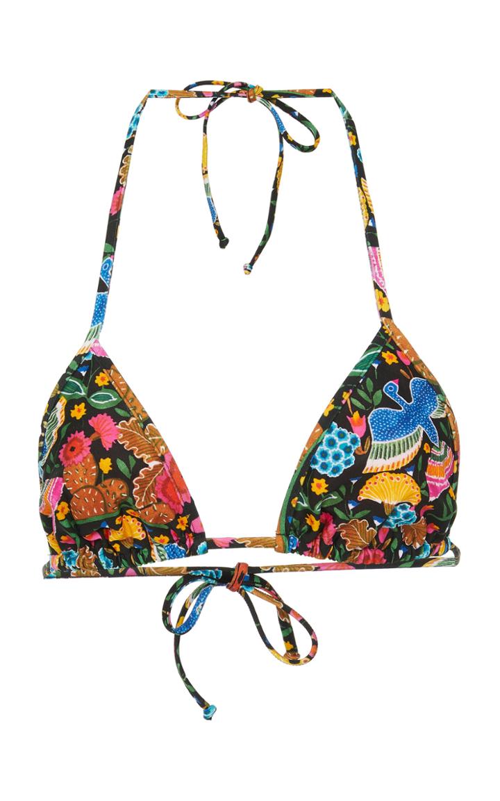 La Doublej Printed Triangle Bikini Top