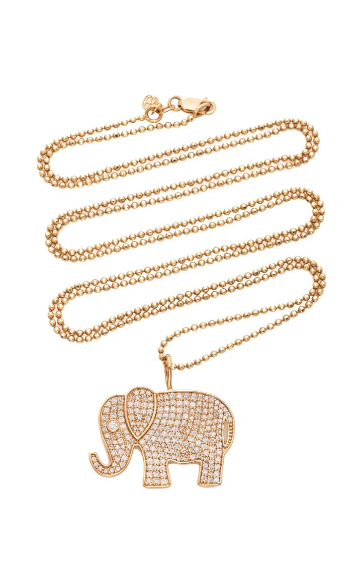 Moda Operandi Sydney Evan 14k Yellow Gold Large Pav Elephant Charm Necklace