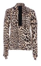 Paco Rabanne Band Collar Leopard Blouse