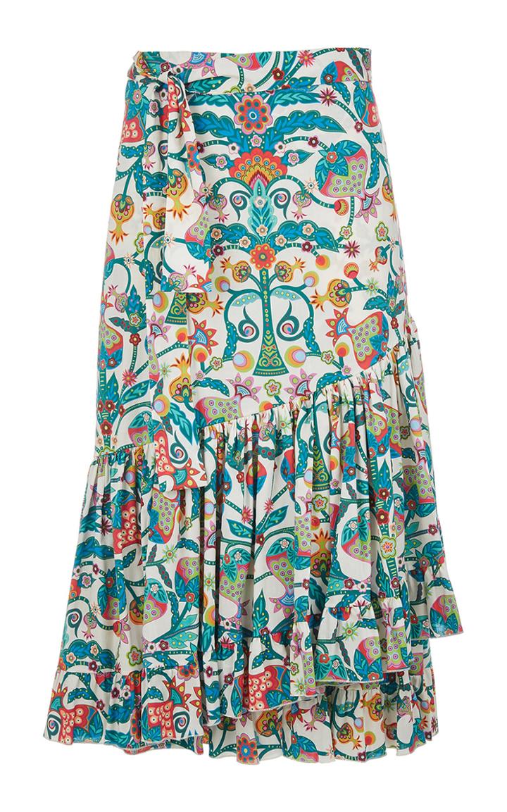 Moda Operandi La Doublej Printed Cotton-blend Wrap Skirt