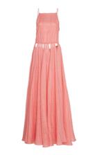 Cult Gaia Bella Cutout Checked Linen Maxi Dress Size: Xs