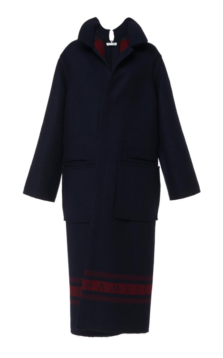 Victoria Beckham Reversible Logo-accented Virgin Wool Coat
