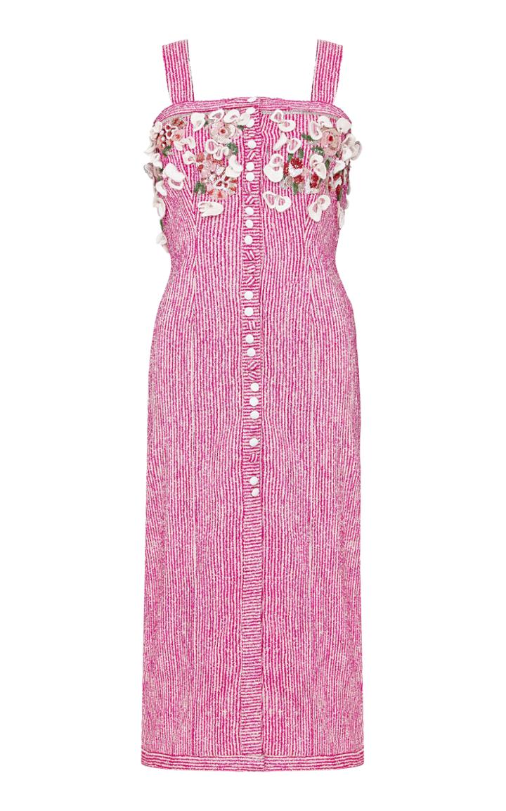 Razan Alazzouni Embellished Tweed Fitted Midi Dress