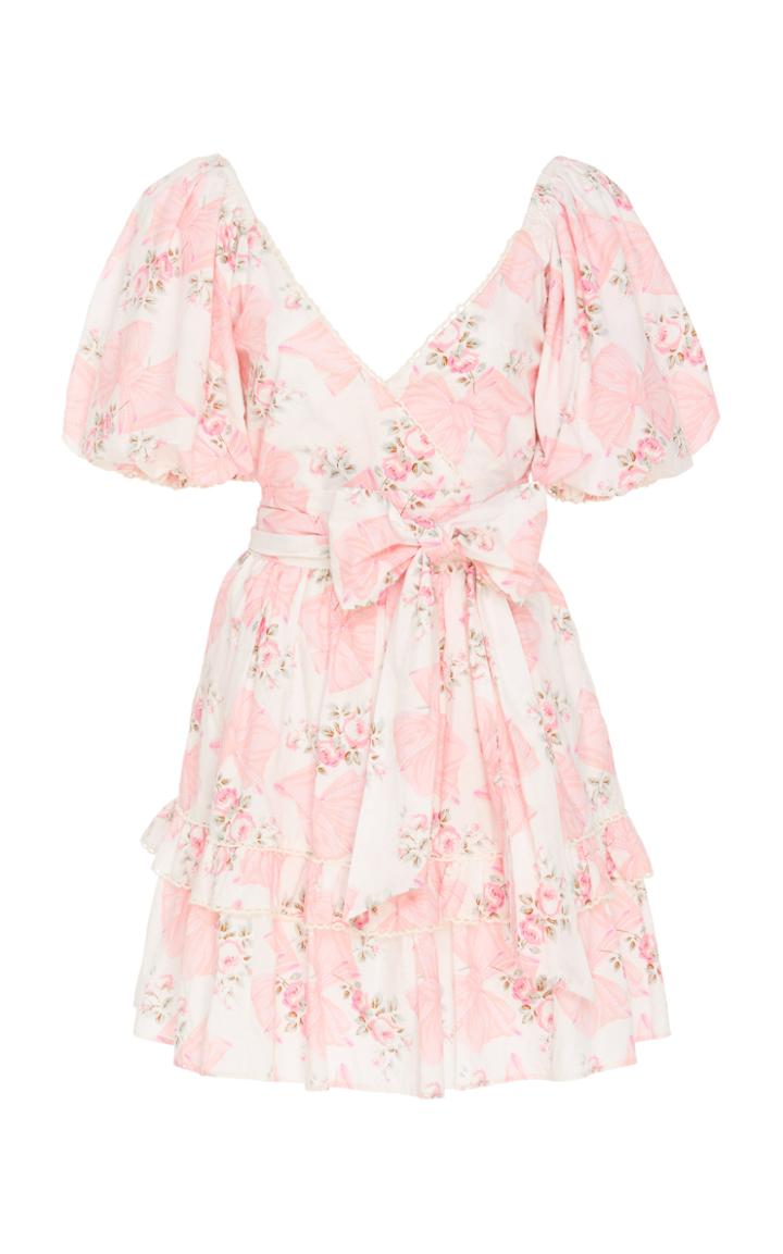 Loveshackfancy Zelle Cotton Wrap Mini Dress