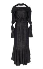 Hellessy Pat Spliced Off-shoulder Lam Maxi Dress