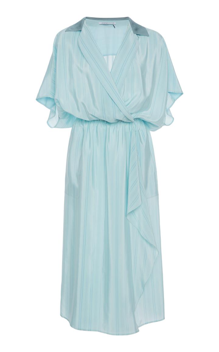 Moda Operandi Agnona Tonal-striped Wrap-front Silk Midi Dress Size: 36