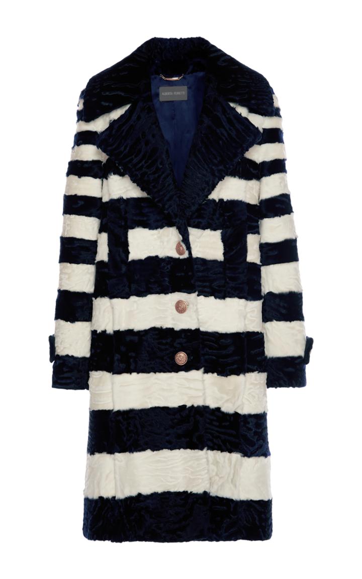 Alberta Ferretti Astrakhan Stripe Fur Coat