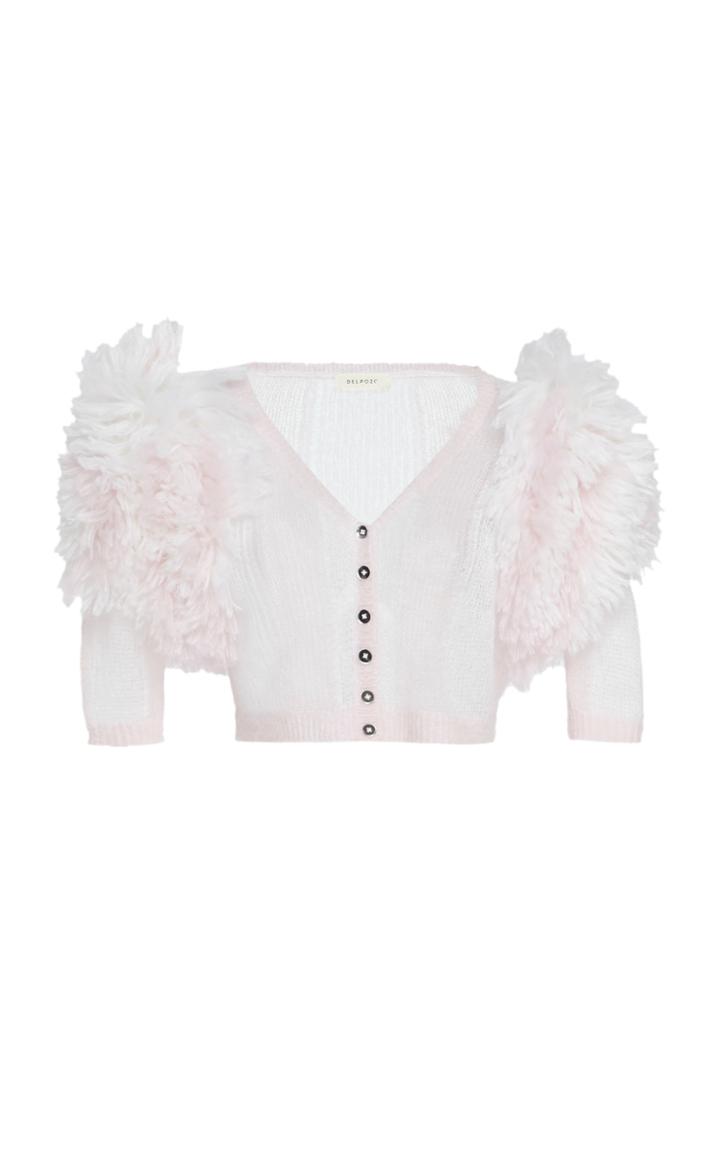 Delpozo Short Mohair Yarn Cardigan With Fringe