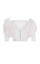 Delpozo Short Mohair Yarn Cardigan With Fringe