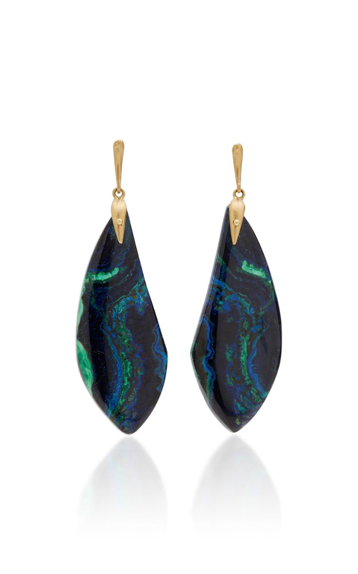 Annette Ferdinandsen M'o Exclusive: One-of-a-kind Malachite-azurite Simple Moth Wing Earrings