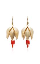 Annette Ferdinandsen Crown Imperial 18k Gold Red Coral Earrings