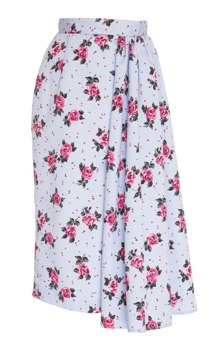 Alessandra Rich Floral Printed Faille Skirt