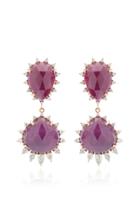 Kathryn Elyse Halo 18k Rose Gold Ruby And Diamond Earrings