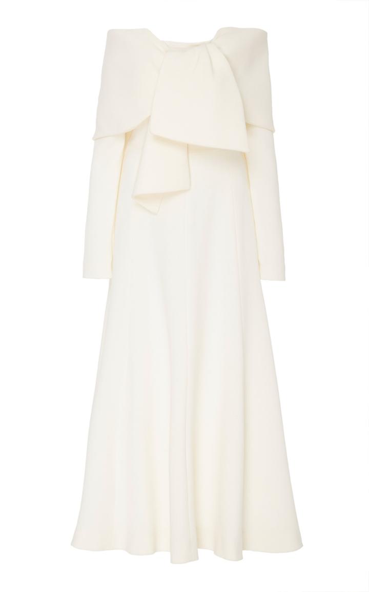 Lela Rose Tie-detailed Wool-blend Dress