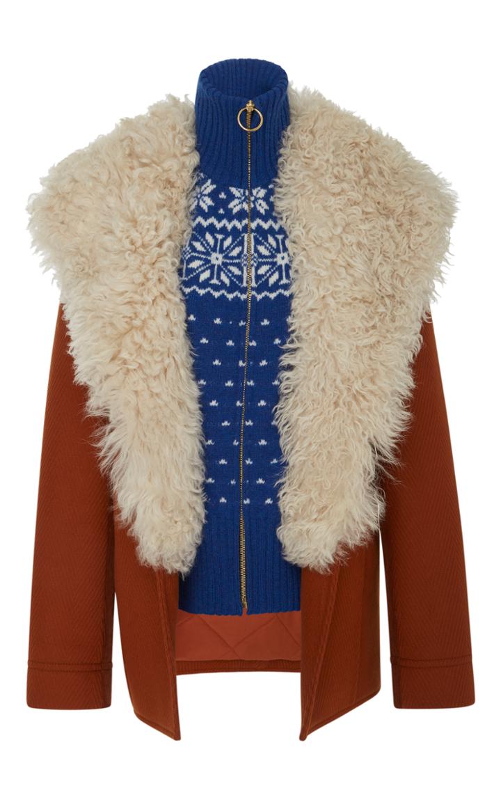Tory Burch Lancaster Wool Chevron Coat