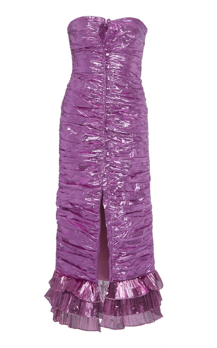 Attico Cut-out Ruched Lam Dress