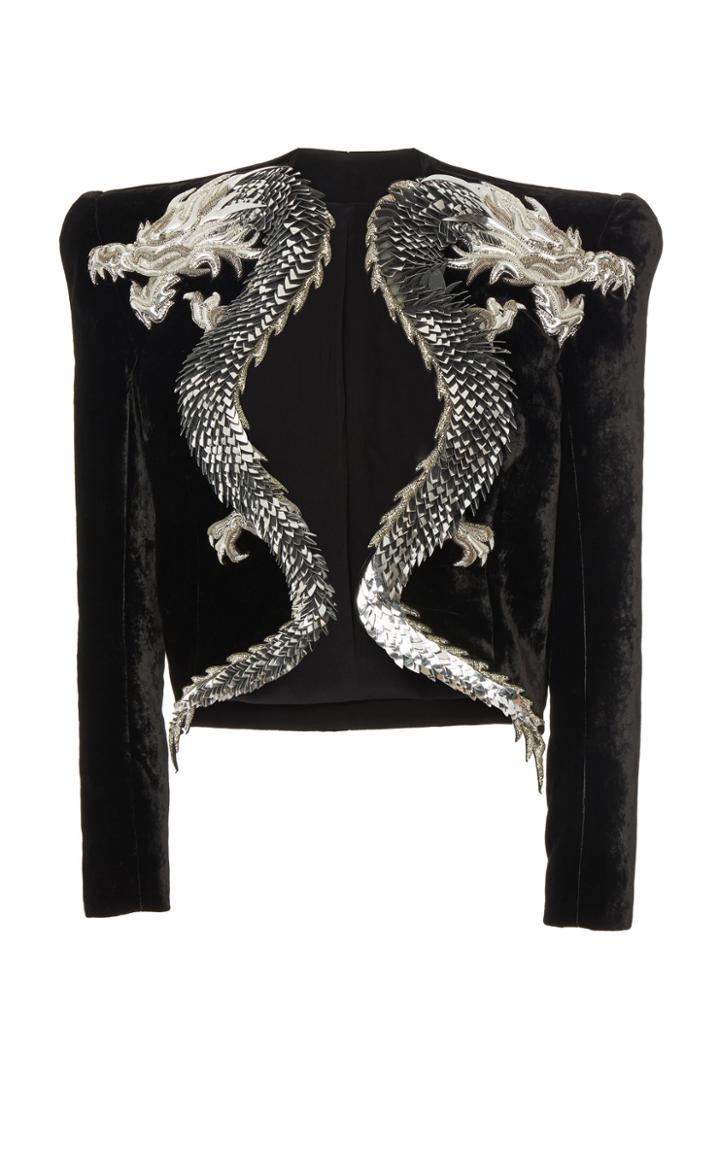 Balmain Dragon Embroidered Velvet Jacket