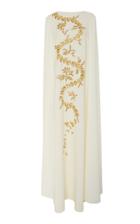 Oscar De La Renta Cape-effect Embroidered Silk-blend Gown