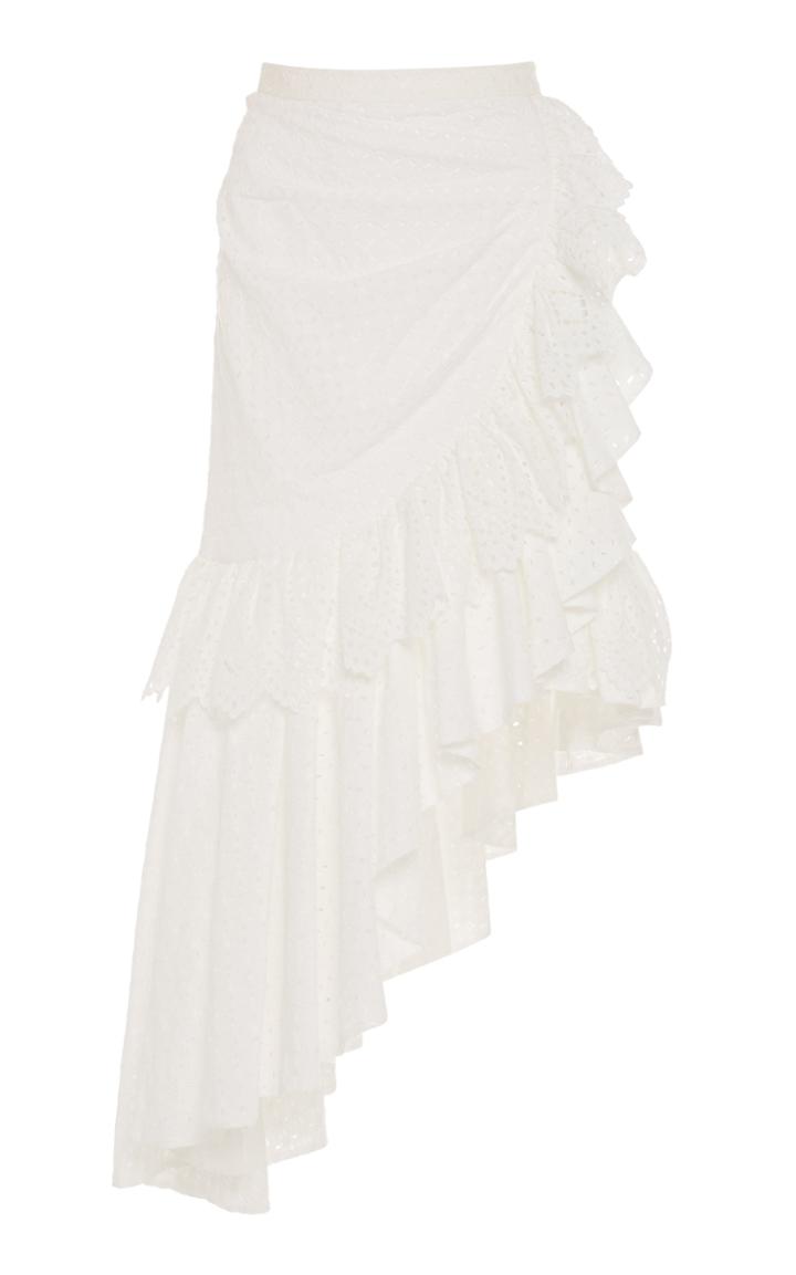Rodarte Draped Asymmetric Cotton-broderie Skirt
