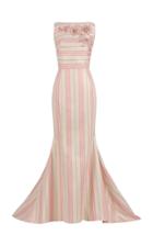 Rami Al Ali Striped Mermaid Dress With Floral Embroidery