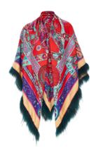 Caban Romantic Red Printed Fur Scarf