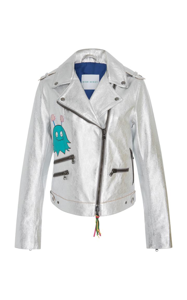 Mira Mikati Hand-painted Metallic Leather Jacket