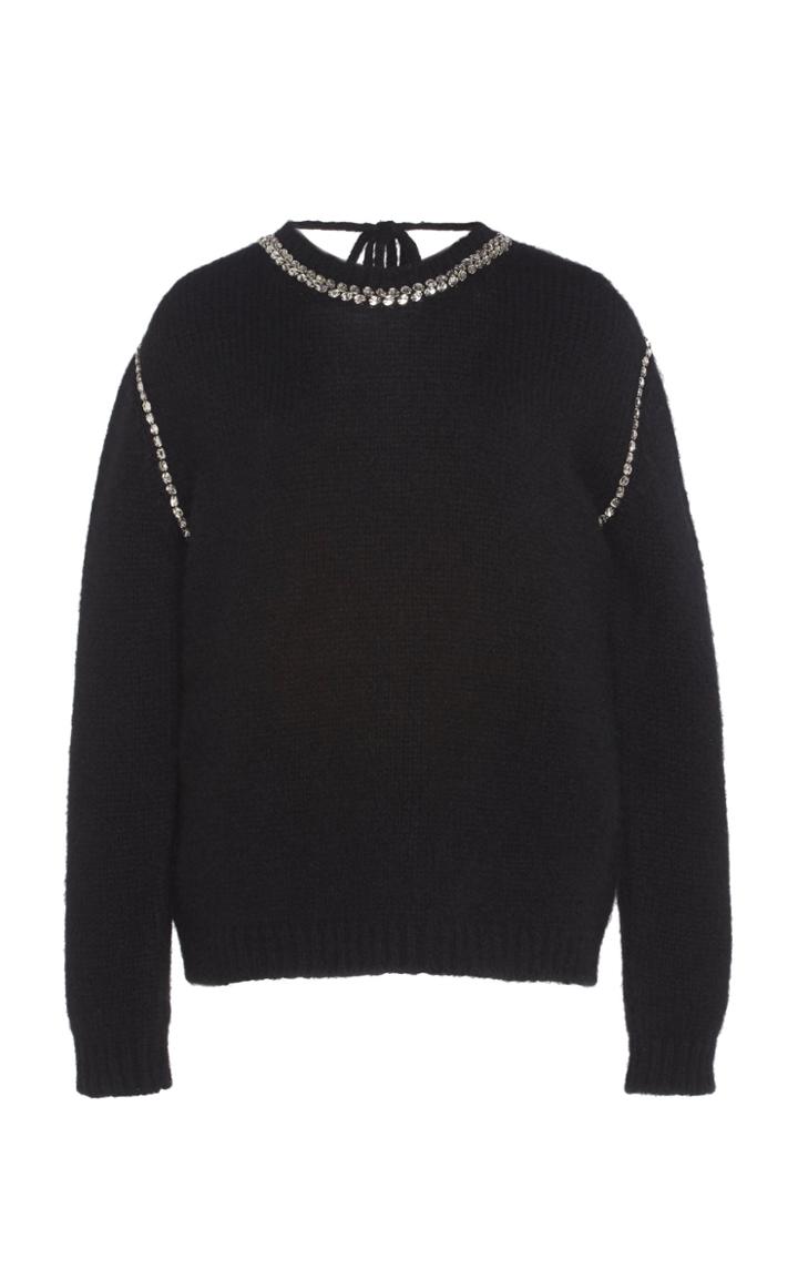 Rochas Crystal Embellished Alpaca Wool Sweater