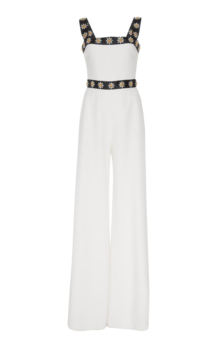 Elie Saab Embroidered Crepe Jumpsuit