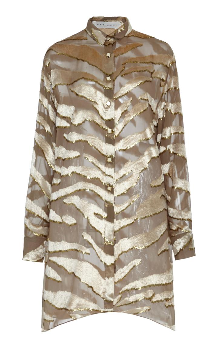 Moda Operandi Sandra Mansour Tigresse Amusante Devor Velvet Shirt Size: 38