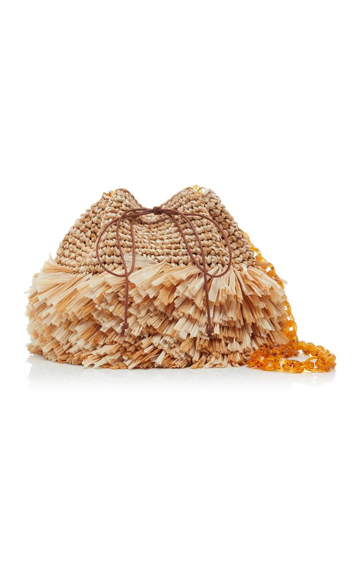 Carolina Santo Domingo Corallina Small Raffia Bucket Bag