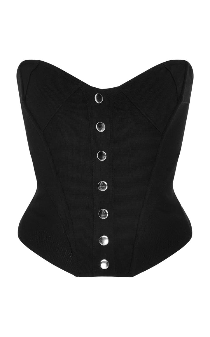 Fleur Du Mal Black Polyester Corset Top