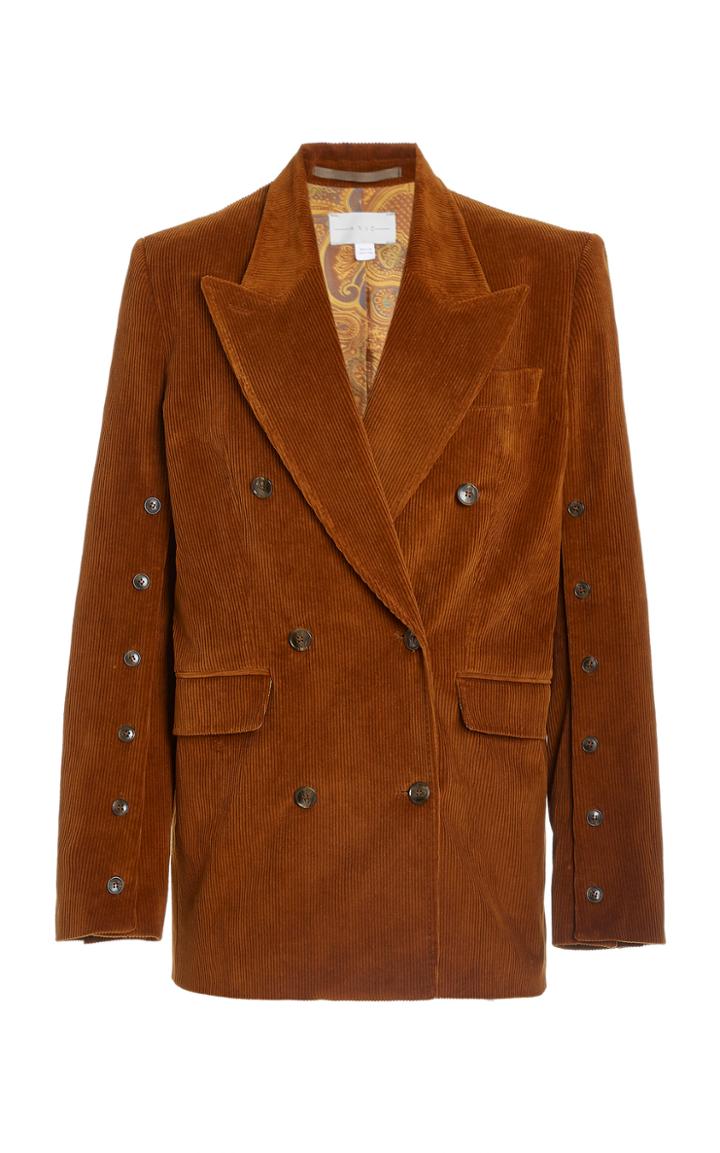 Moda Operandi Arj Cyrus Corduroy Double Breasted Cotton Blazer