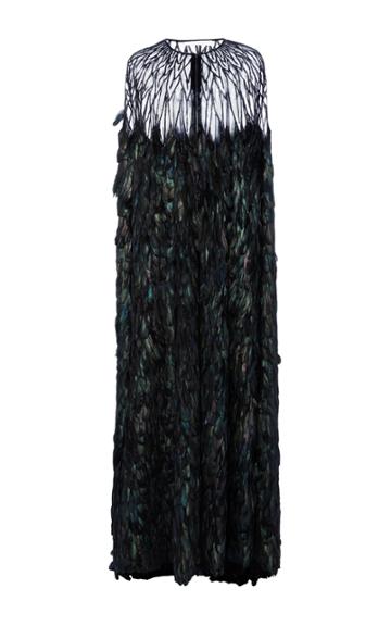 Naeem Khan Feather And Sequin Embroidered Cape