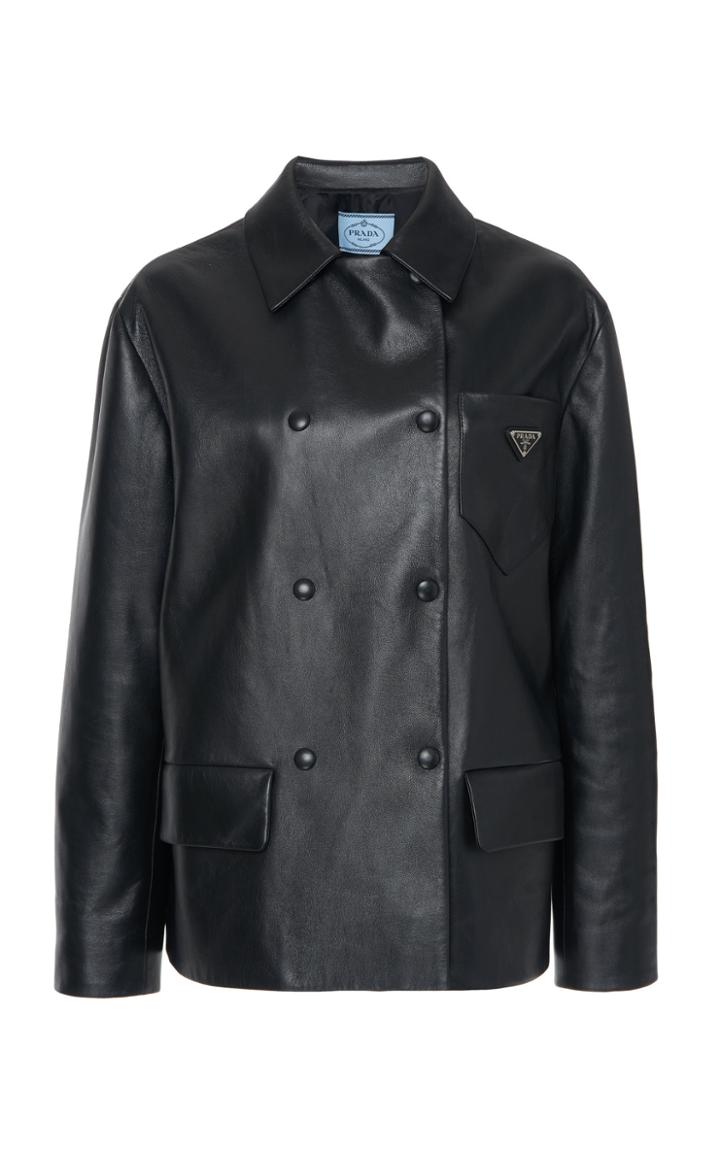 Prada Double Breasted Leather Jacket