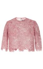 Costarellos Embroidered Cut Lace Cropped Top