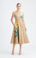 Moda Operandi Oscar De La Renta Hand-painted Floral Midi Dress