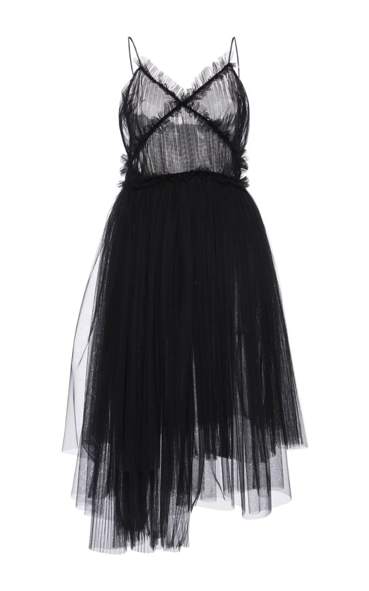 Msgm Asymmetric Pleated Tulle Dress