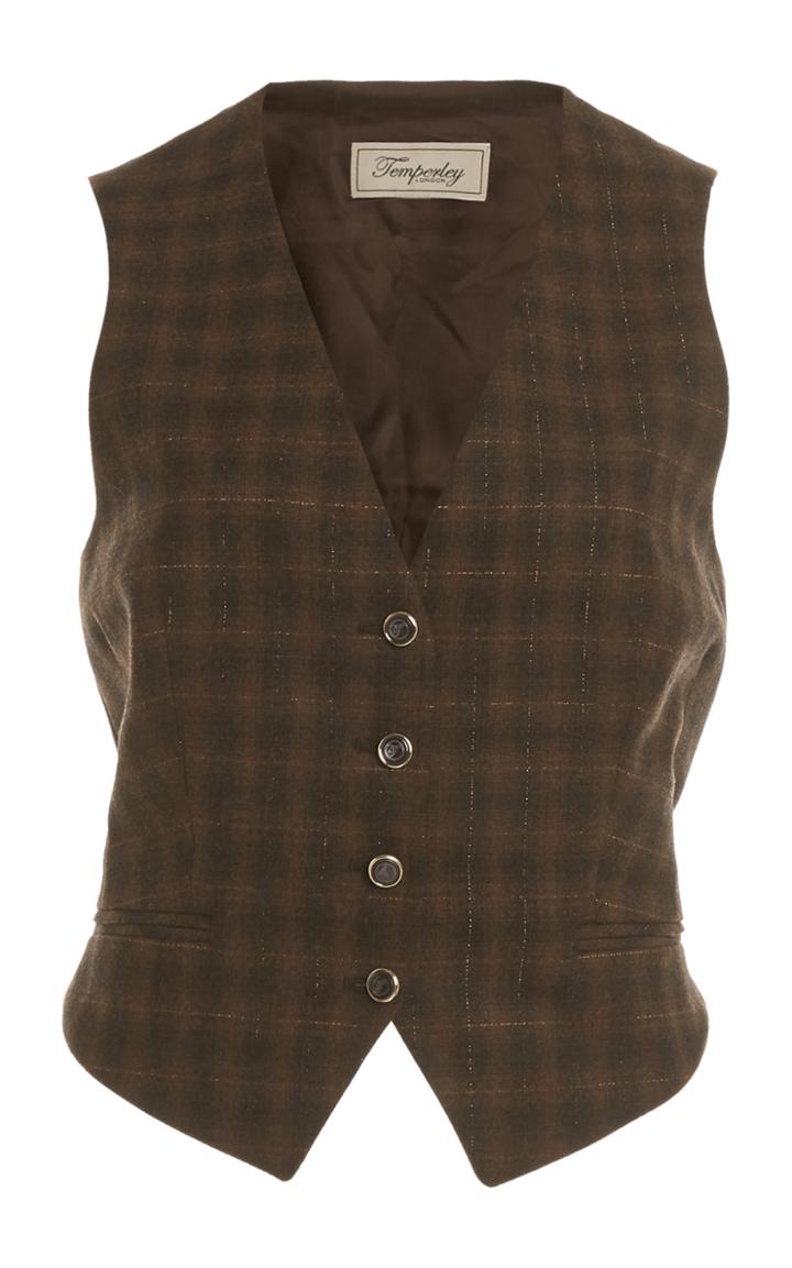 Moda Operandi Temperley London Ginger Plaid Tailoring Vest