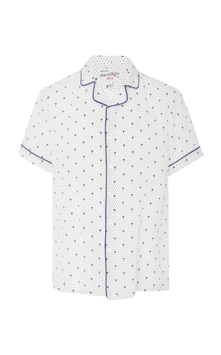 Hvn Exclusive Silk Palm Button Down