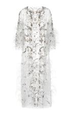 Marchesa Ostrich Feather Embroidered Tea Length Jacket