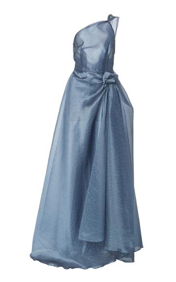 Luisa Beccaria One Shoulder Speckled Satin Gown
