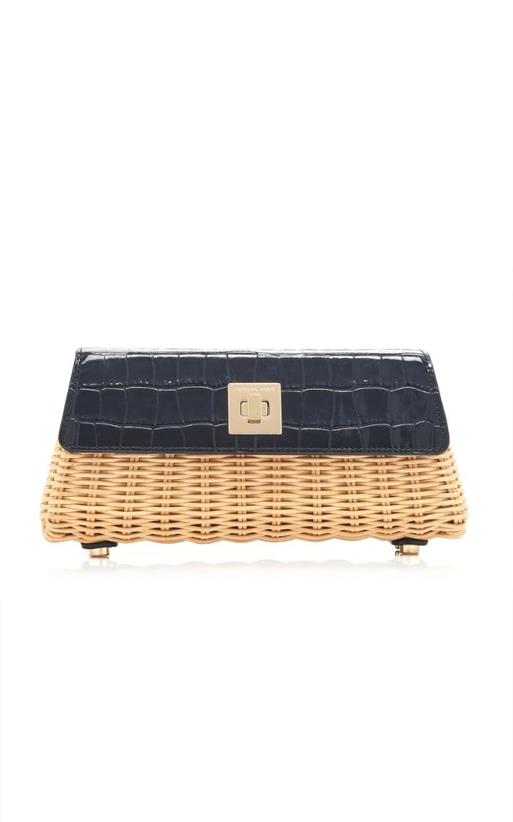 Moda Operandi Sparrows Weave Croc-effect Wicker Clutch
