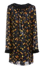 Anna Sui Tossed Tulips Metallic Jacquard Embellished Dress