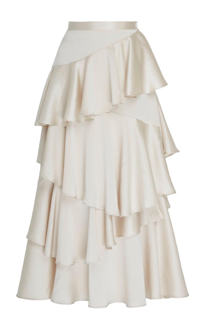 Alexachung Ruffled Satin Midi Skirt