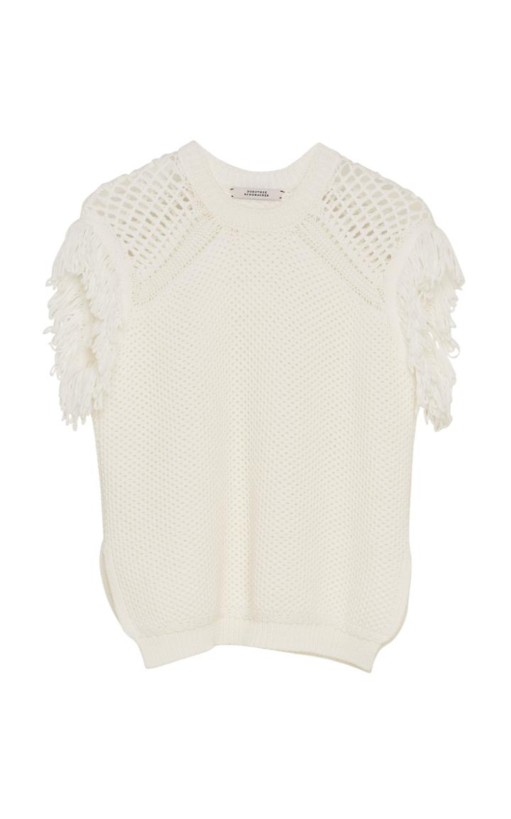 Moda Operandi Dorothee Schumacher Chunky Mix Fringed Cotton-blend Knit Top